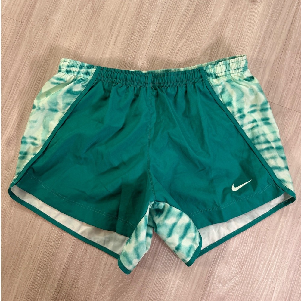 Nike Dri Fit Running Shorts Women's Large Teal Tie Dye Athletic Performance